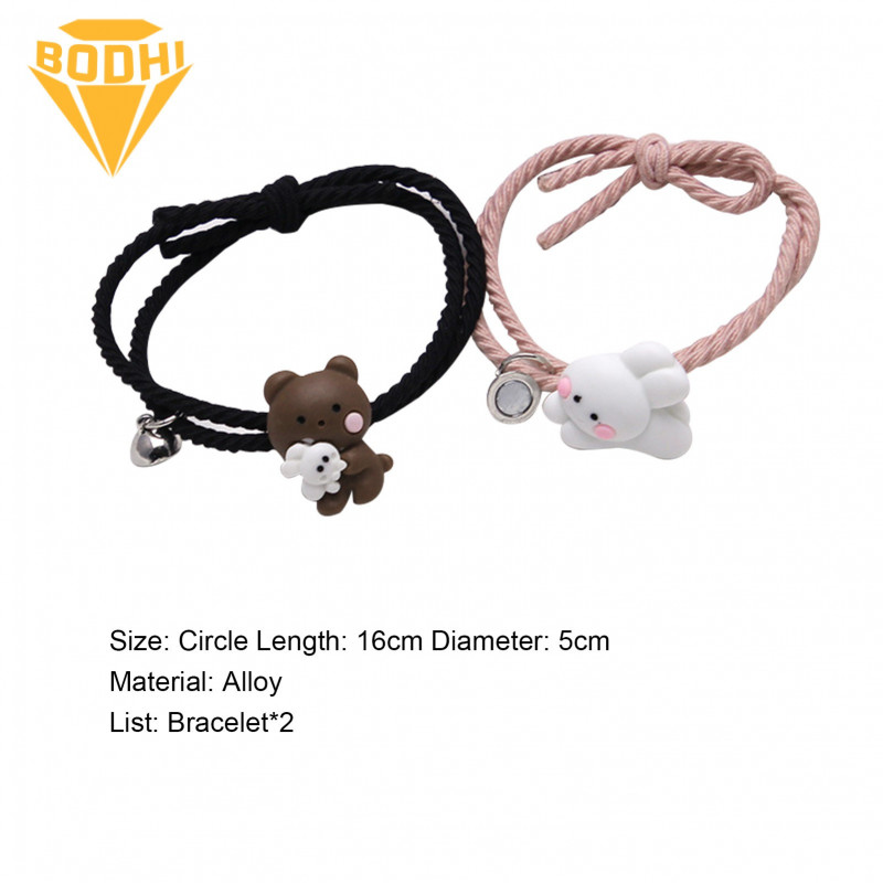 2Pcs Couple Bracelet Cartoon Magnetic Matching Lovers Wristband Jewelry Fashion Accessory for Valentine Day